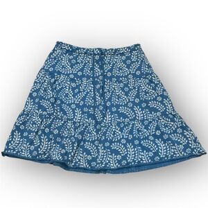 Gap, Drawstring Skater Style Skirt, Blue & White Boho Floral Print, Women’s M